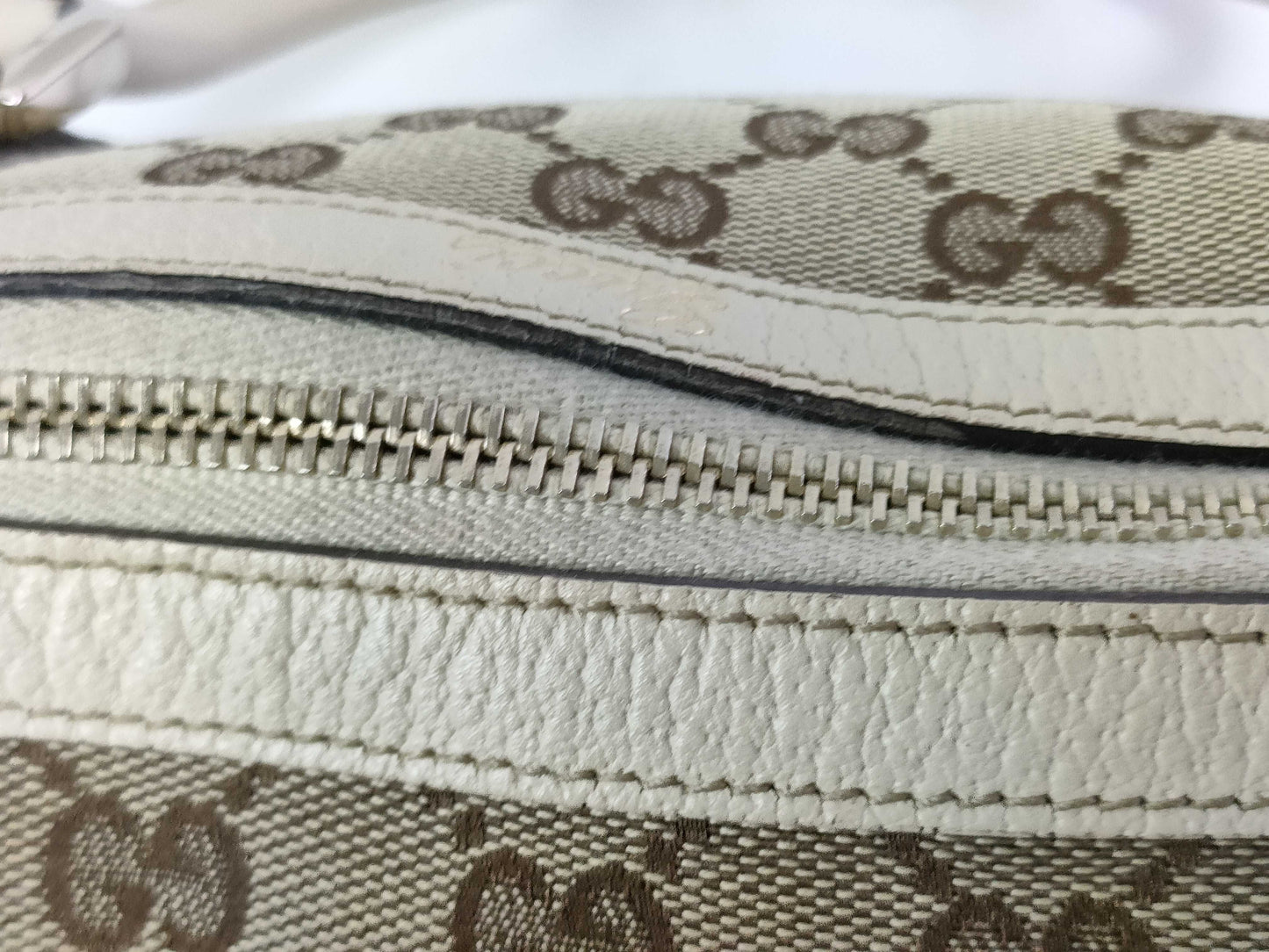 GUCCI GG Canvas Canvas and Leather Shoulder Bag Brown and Beige 130942 Handbag