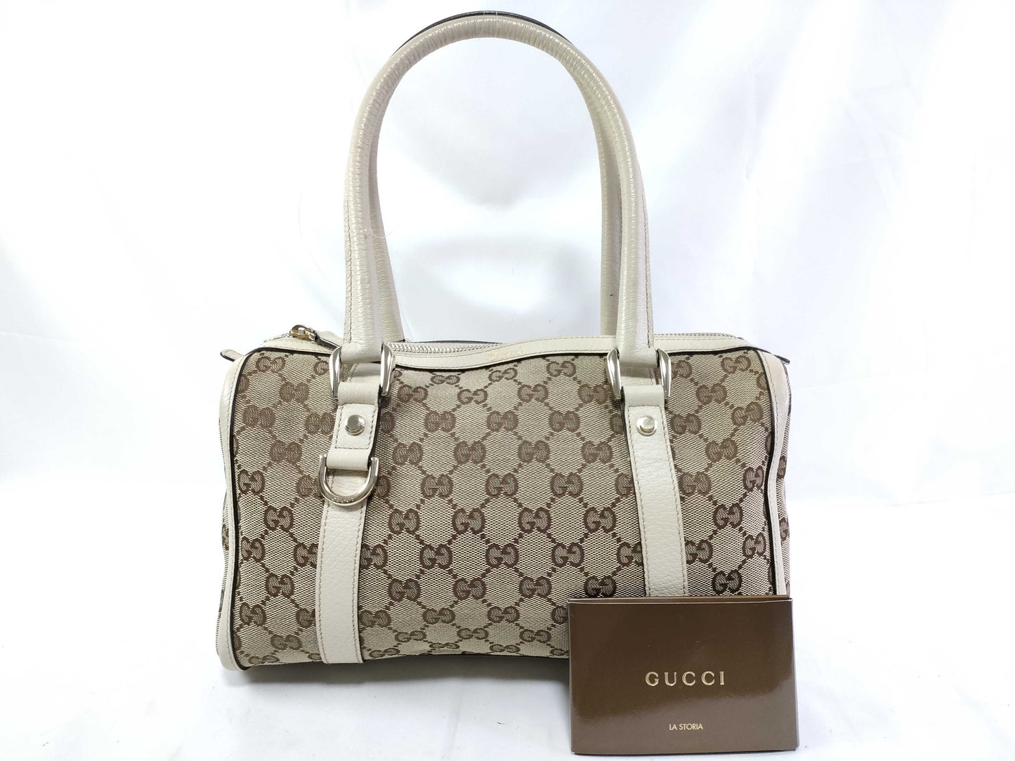 GUCCI GG Canvas Canvas and Leather Shoulder Bag Brown and Beige 130942 Handbag