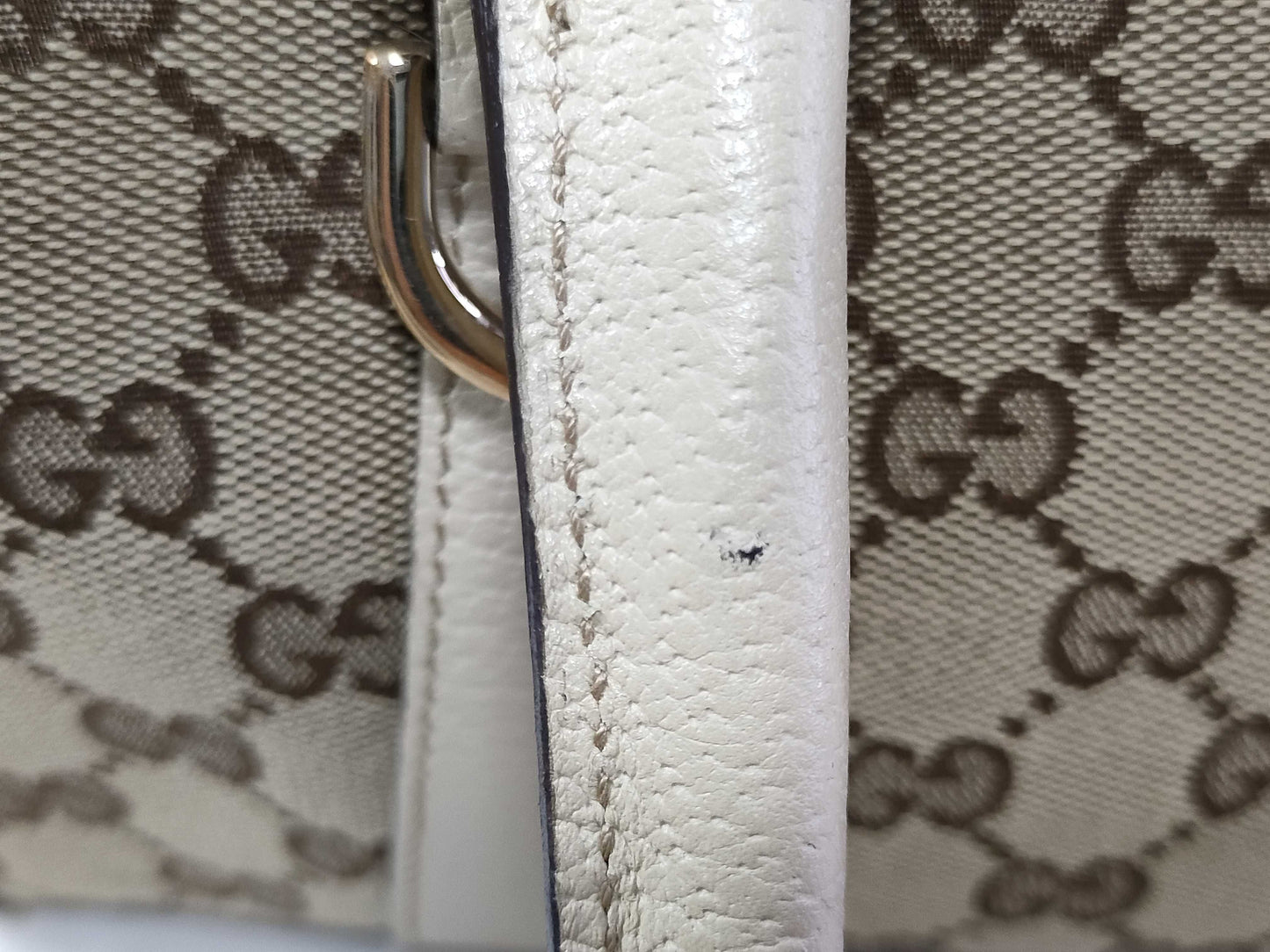 GUCCI GG Canvas Canvas and Leather Shoulder Bag Brown and Beige 130942 Handbag