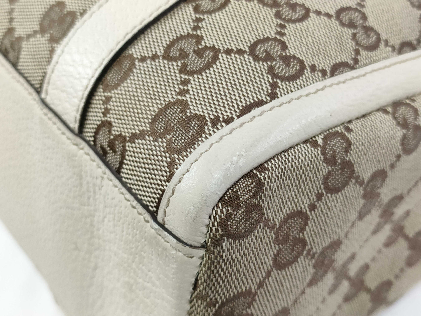GUCCI GG Canvas Canvas and Leather Shoulder Bag Brown and Beige 130942 Handbag