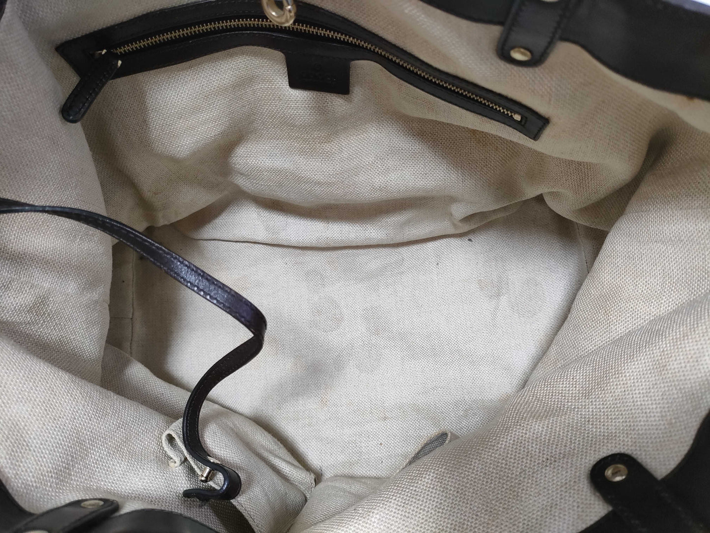 GUCCI Craft Canvas and Leather Tote Bag, Beige and Brown, 247209