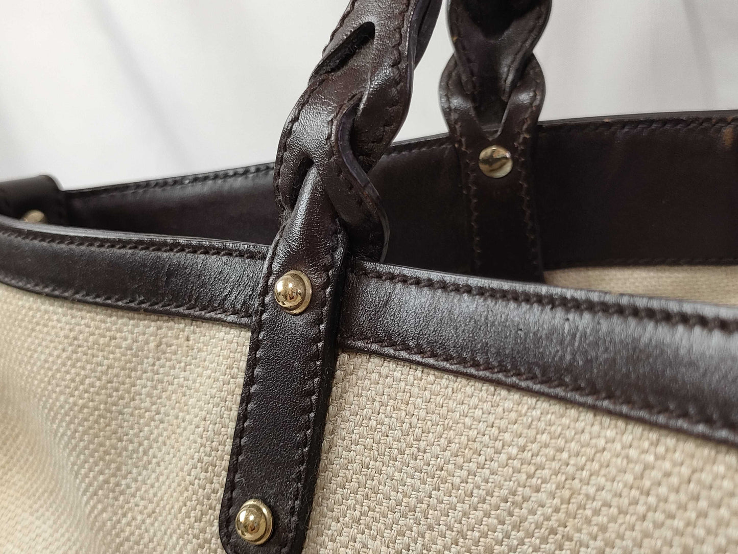 GUCCI Craft Canvas and Leather Tote Bag, Beige and Brown, 247209