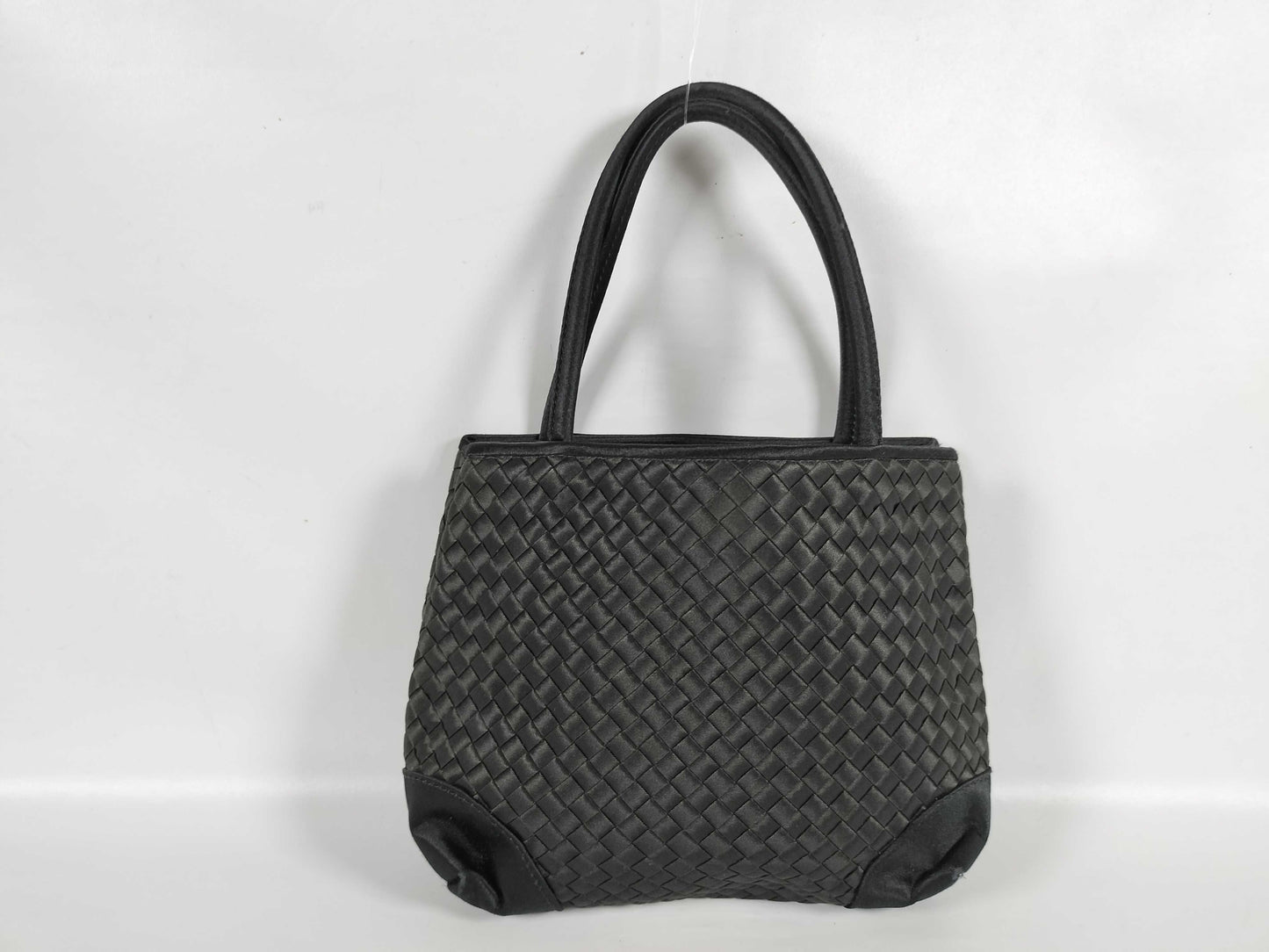 BOTTEGA VENETA Intrecciato Satin Mini Handbag in Black