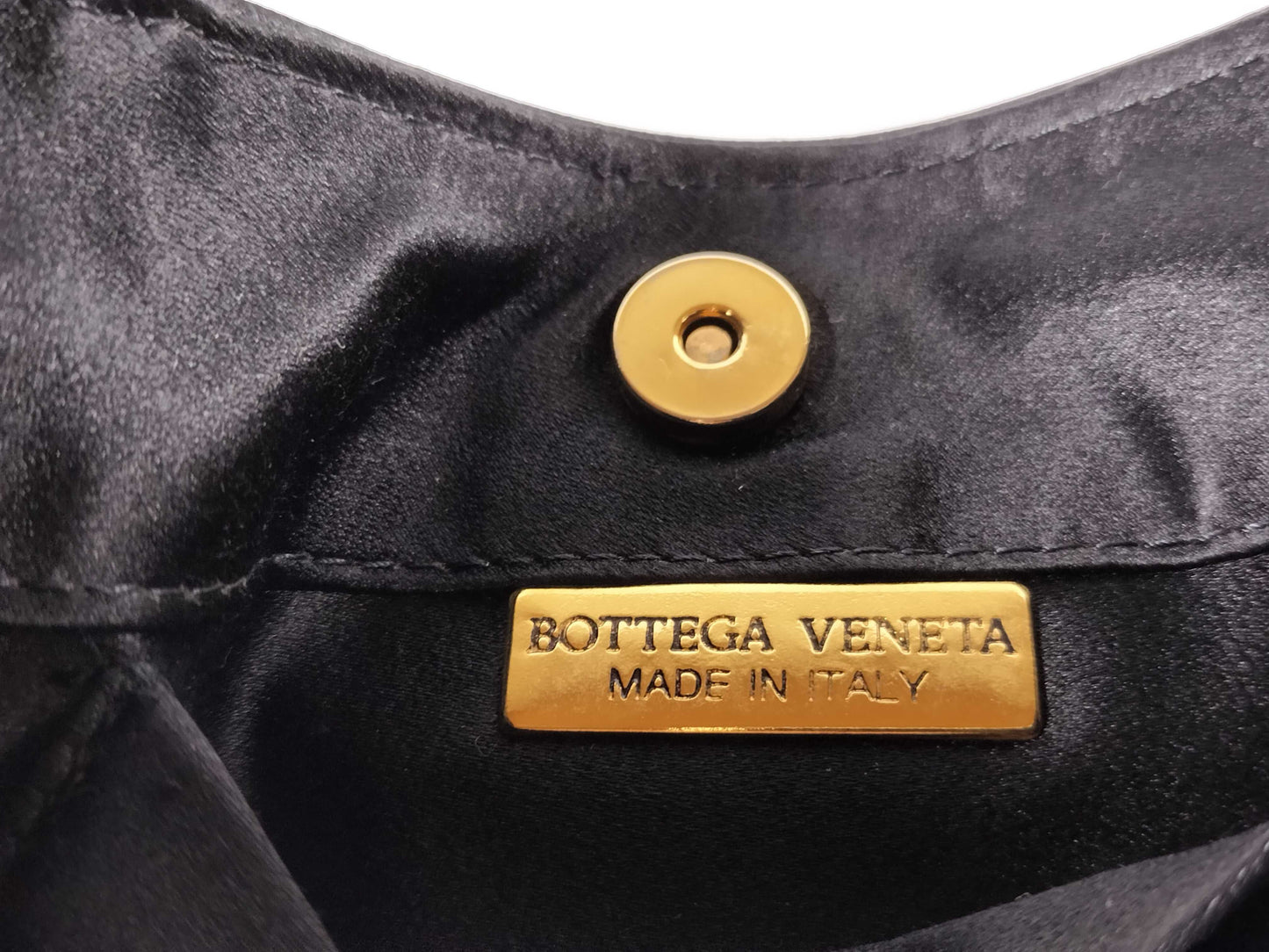 BOTTEGA VENETA Intrecciato Satin Mini Handbag in Black
