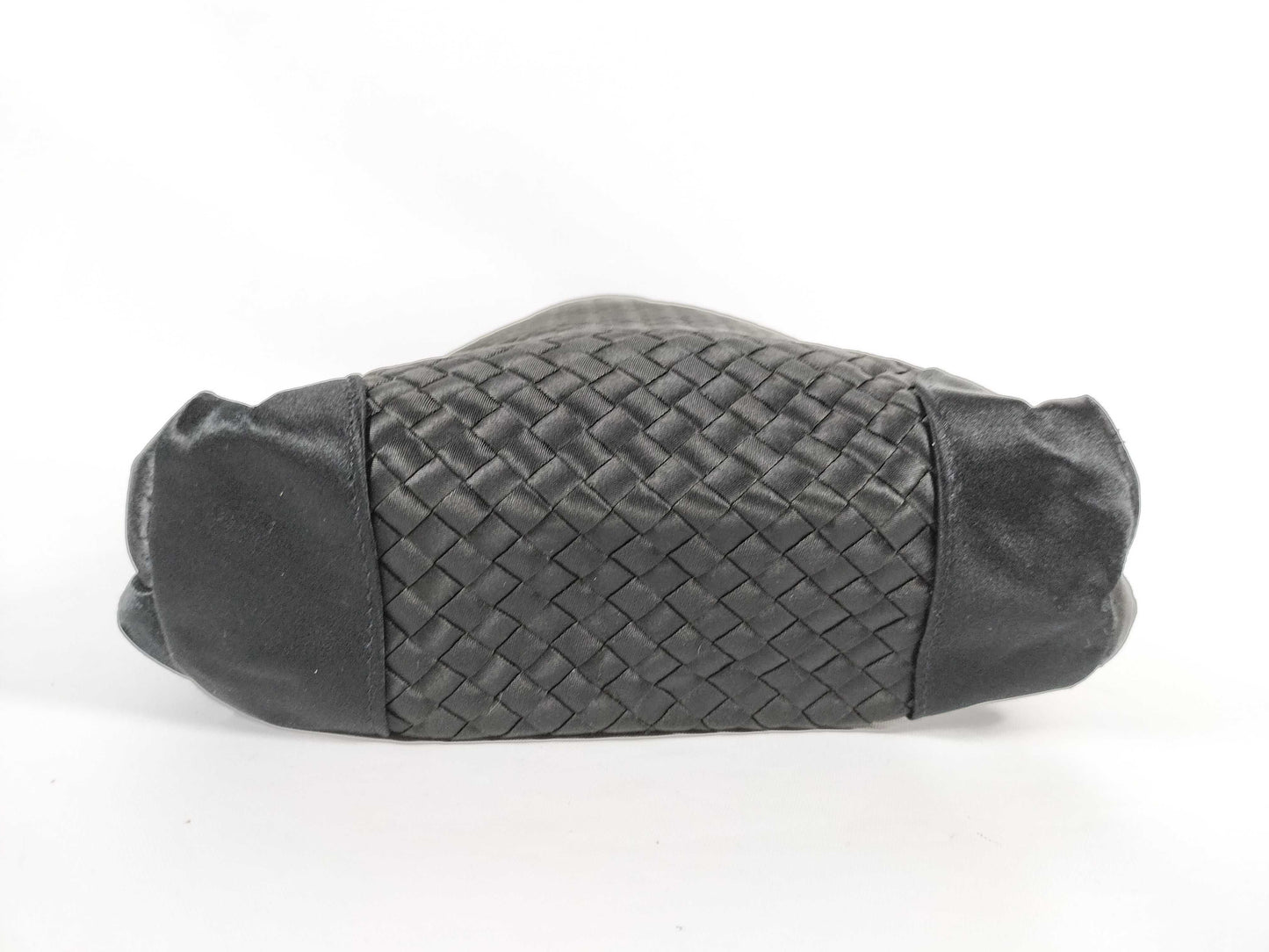 BOTTEGA VENETA Intrecciato Satin Mini Handbag in Black