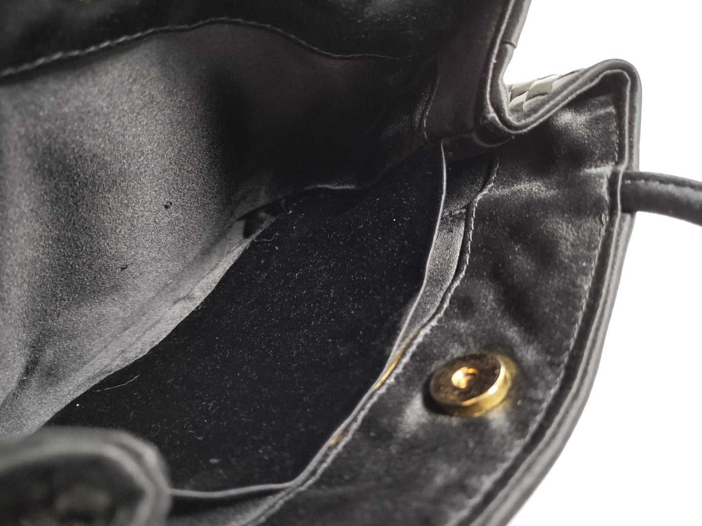 BOTTEGA VENETA Intrecciato Satin Mini Handbag in Black