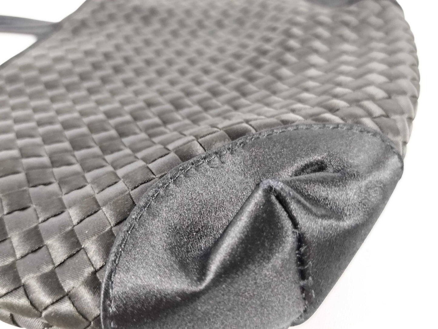 BOTTEGA VENETA Intrecciato Satin Mini Handbag in Black