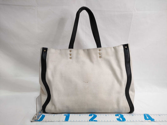 VALENTINO Valentino Garavani VLTN Canvas and Leather Tote Bag Handbag