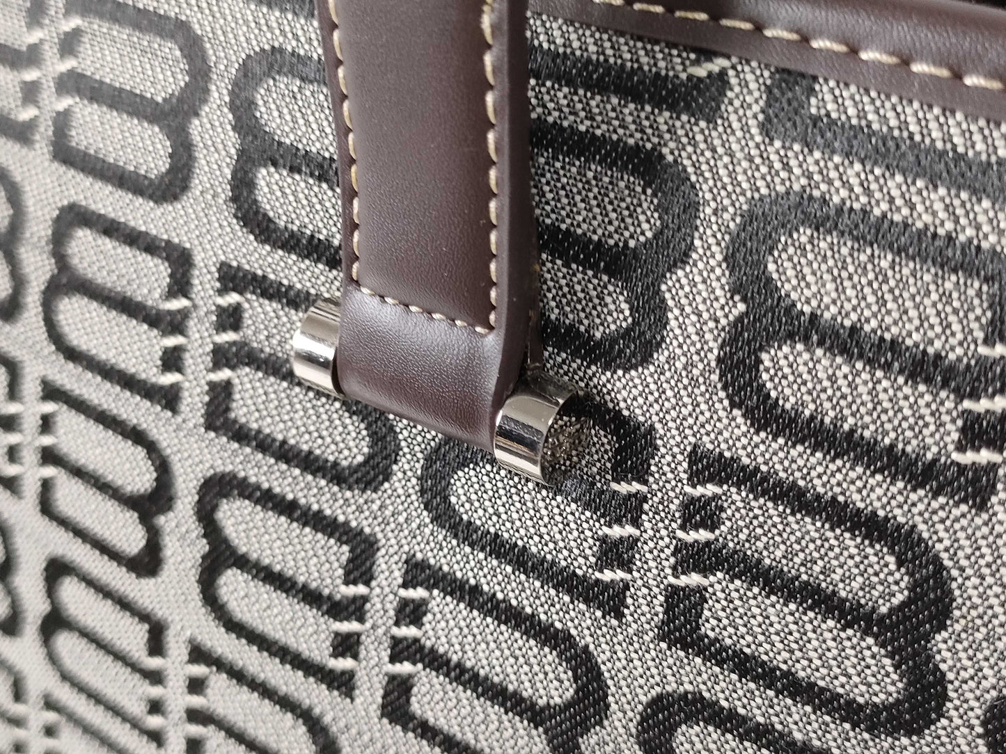 BALENCIAGA Canvas and Leather Handbag Brown and Black Tote Bag