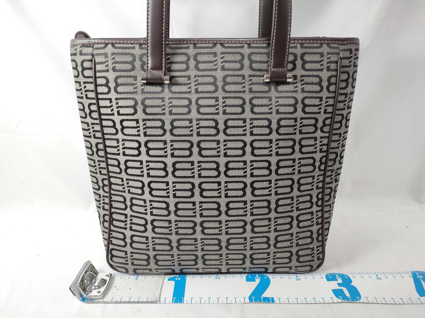 BALENCIAGA Canvas and Leather Handbag Brown and Black Tote Bag