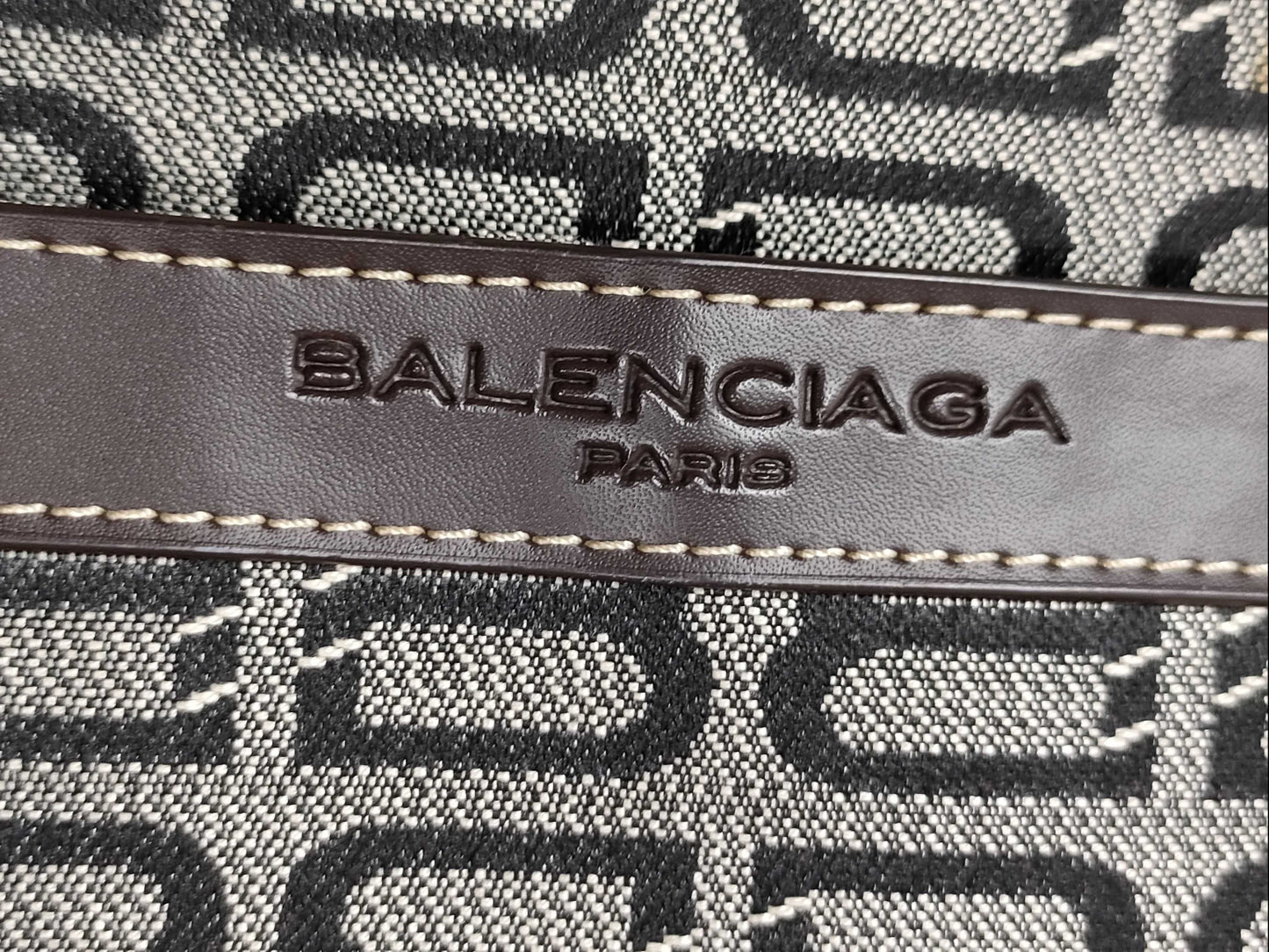 BALENCIAGA Canvas and Leather Handbag Brown and Black Tote Bag