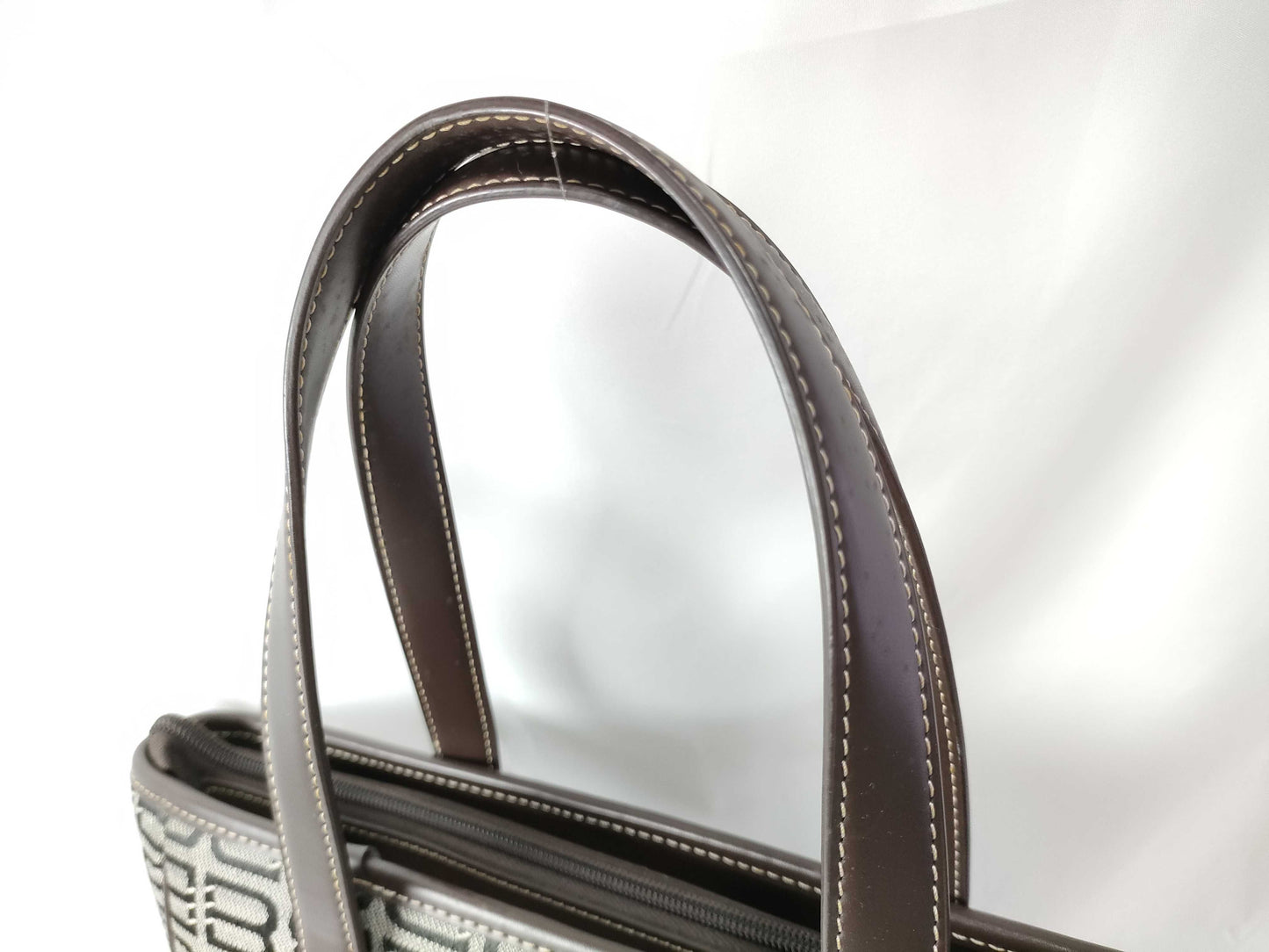 BALENCIAGA Canvas and Leather Handbag Brown and Black Tote Bag