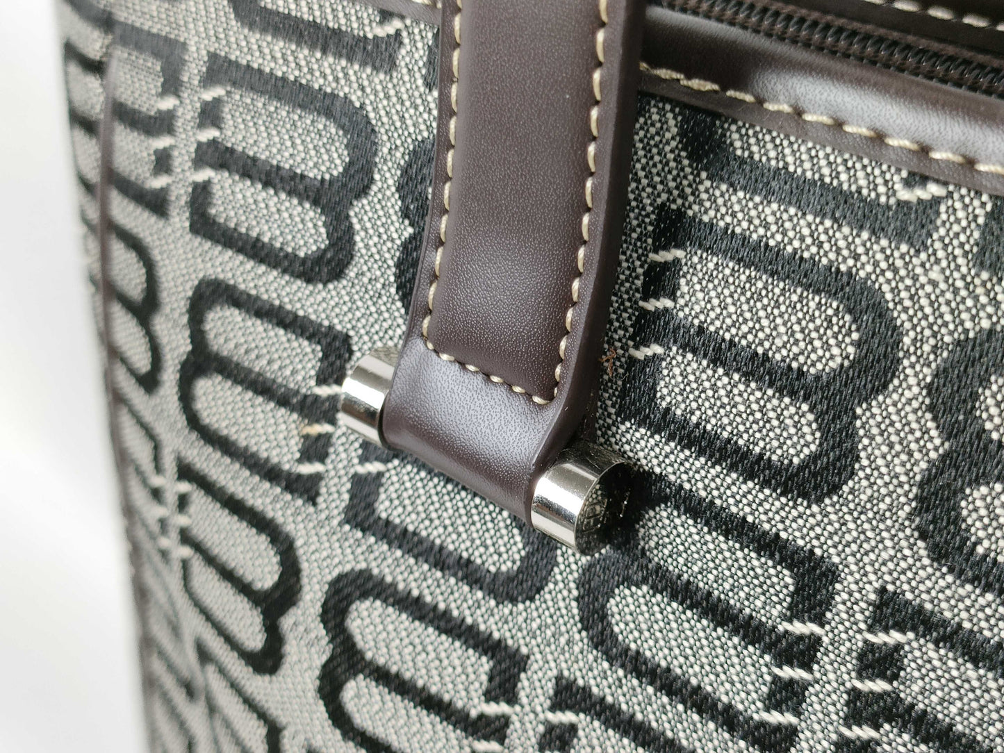 BALENCIAGA Canvas and Leather Handbag Brown and Black Tote Bag