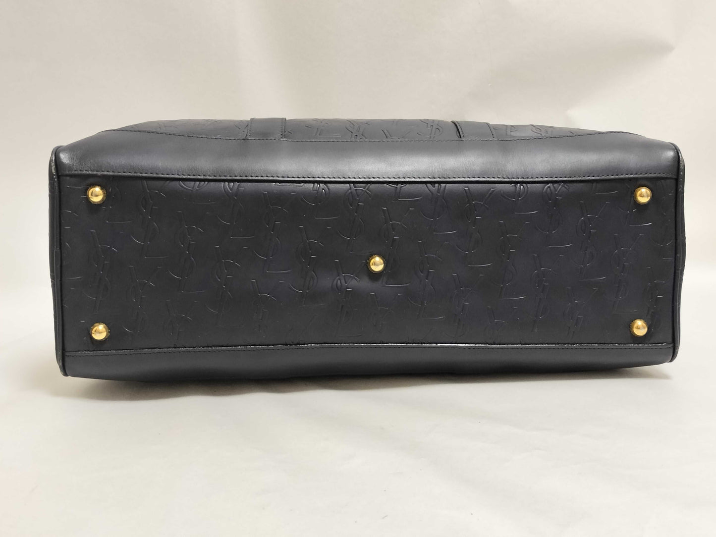 Yves Saint Laurent Leather Boston Bag Navy