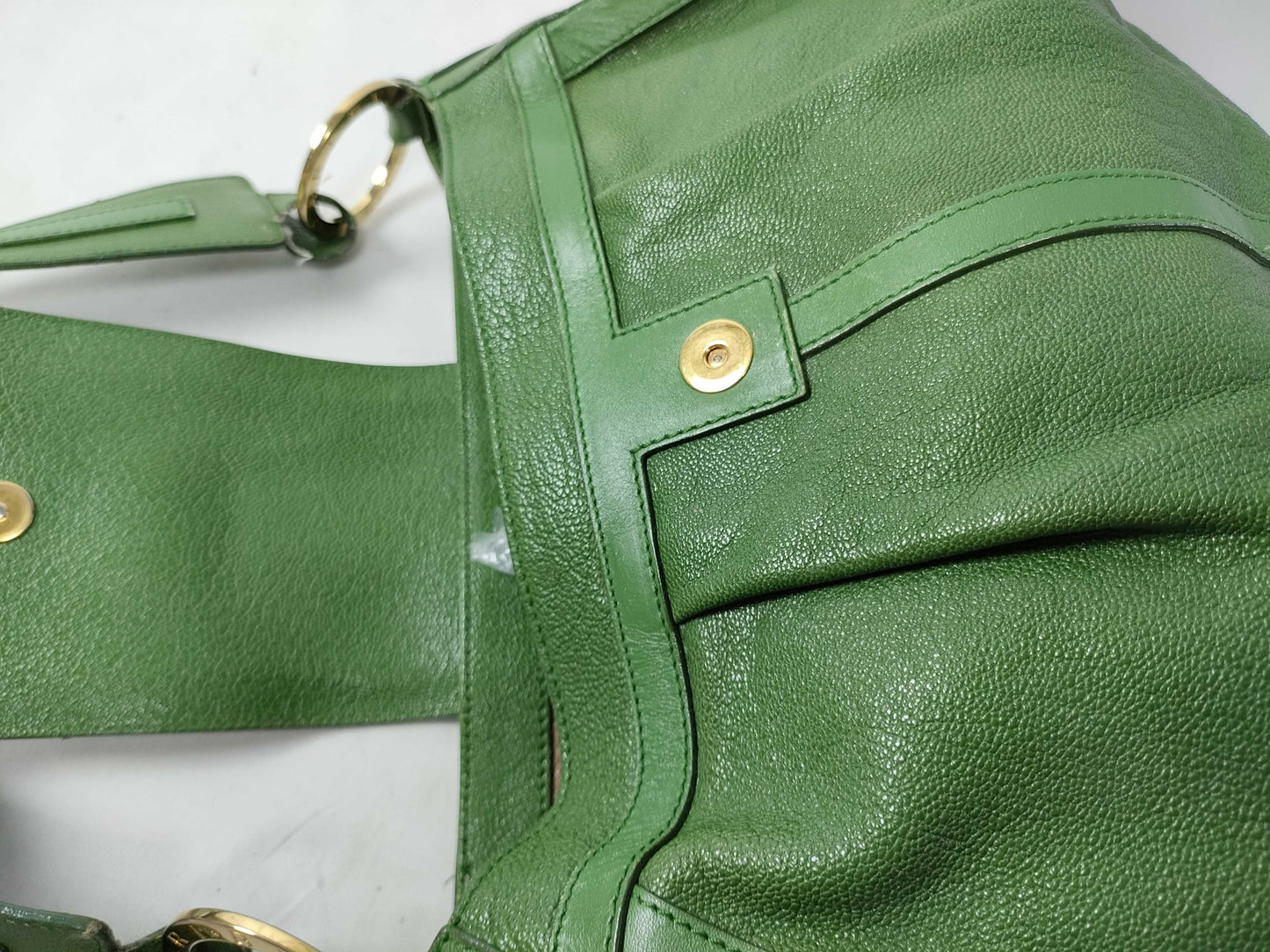 BVLGARI Chandra Line Leather One-Shoulder Bag Green Handbag