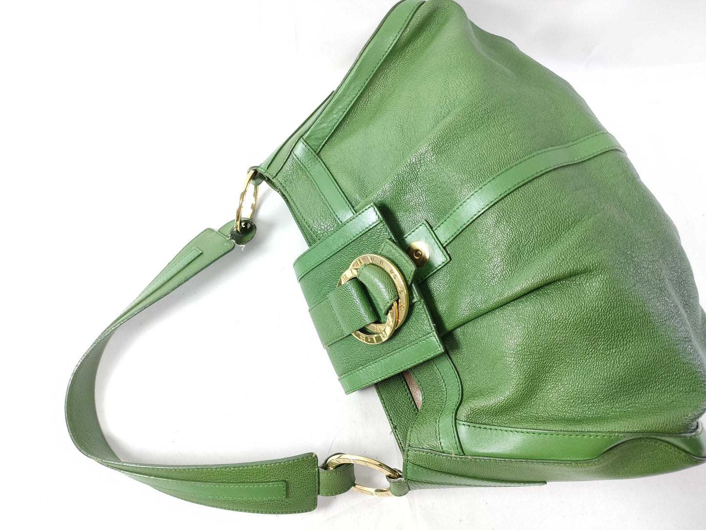 BVLGARI Chandra Line Leather One-Shoulder Bag Green Handbag