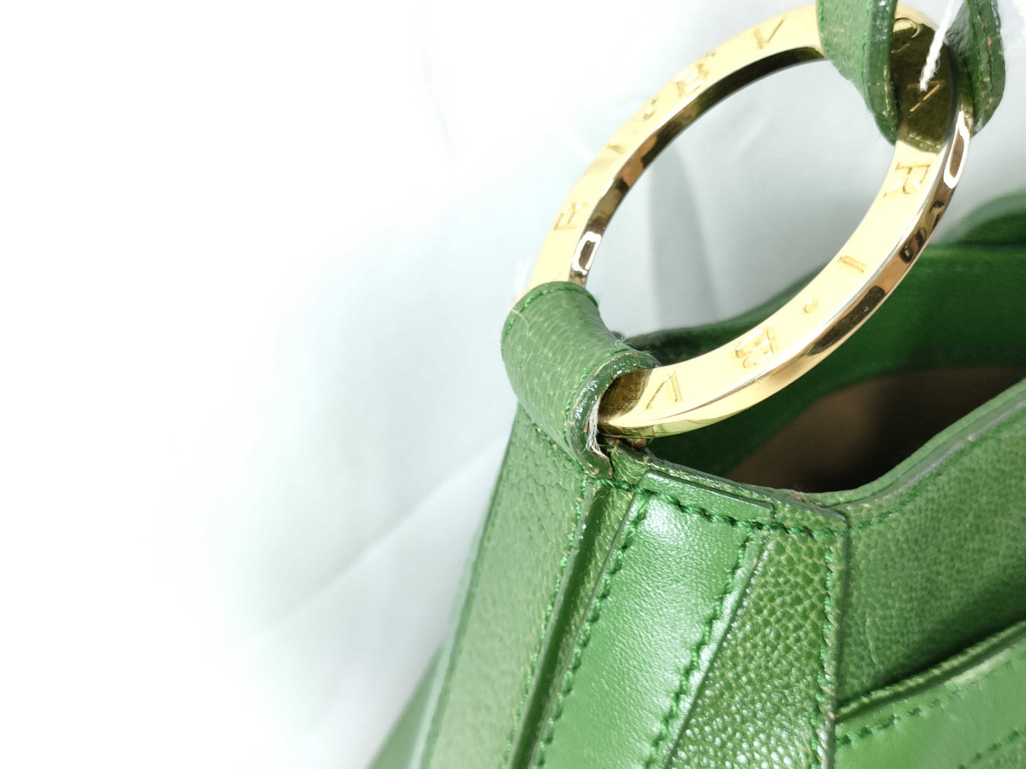 BVLGARI Chandra Line Leather One-Shoulder Bag Green Handbag