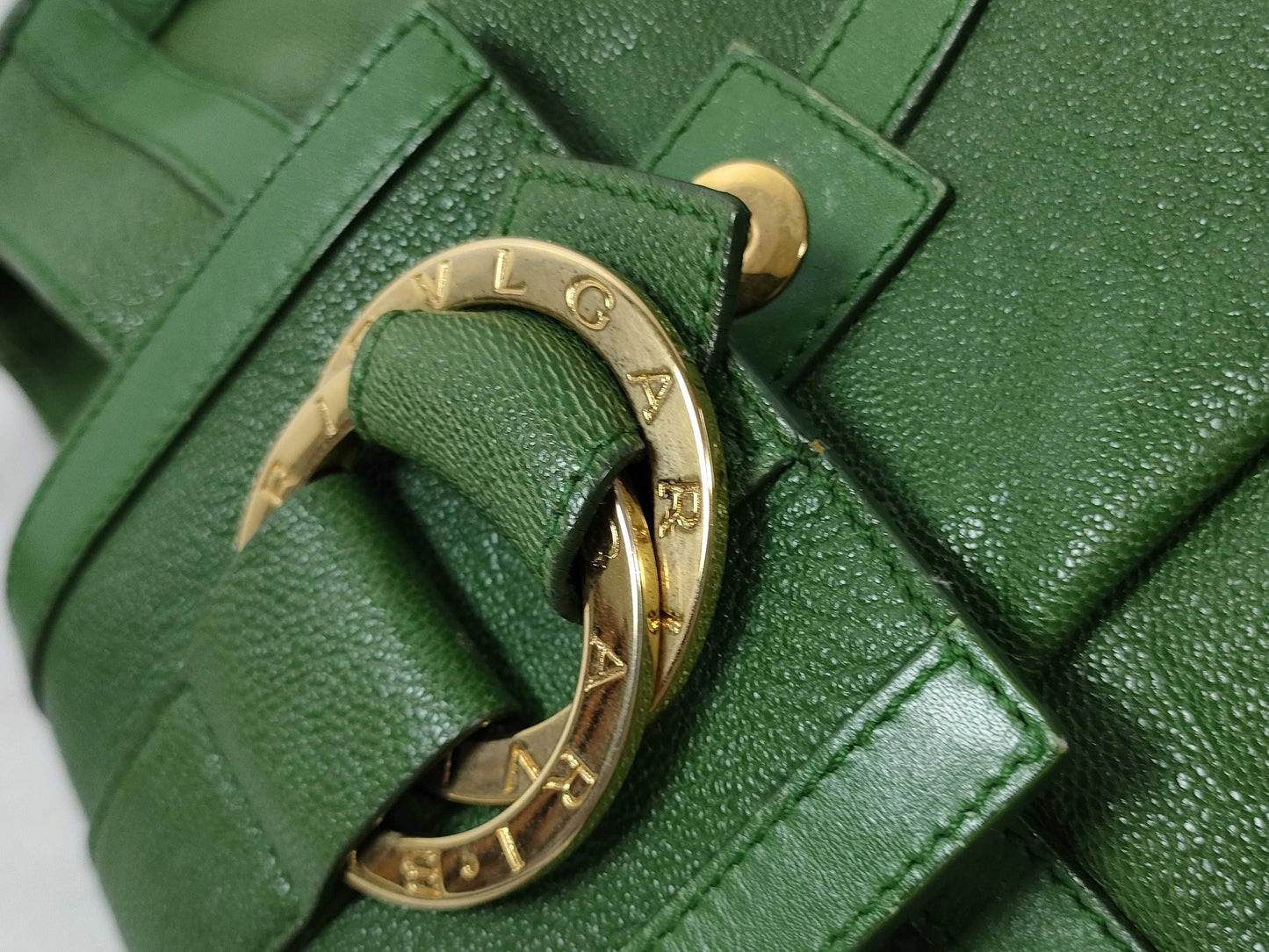 BVLGARI Chandra Line Leather One-Shoulder Bag Green Handbag