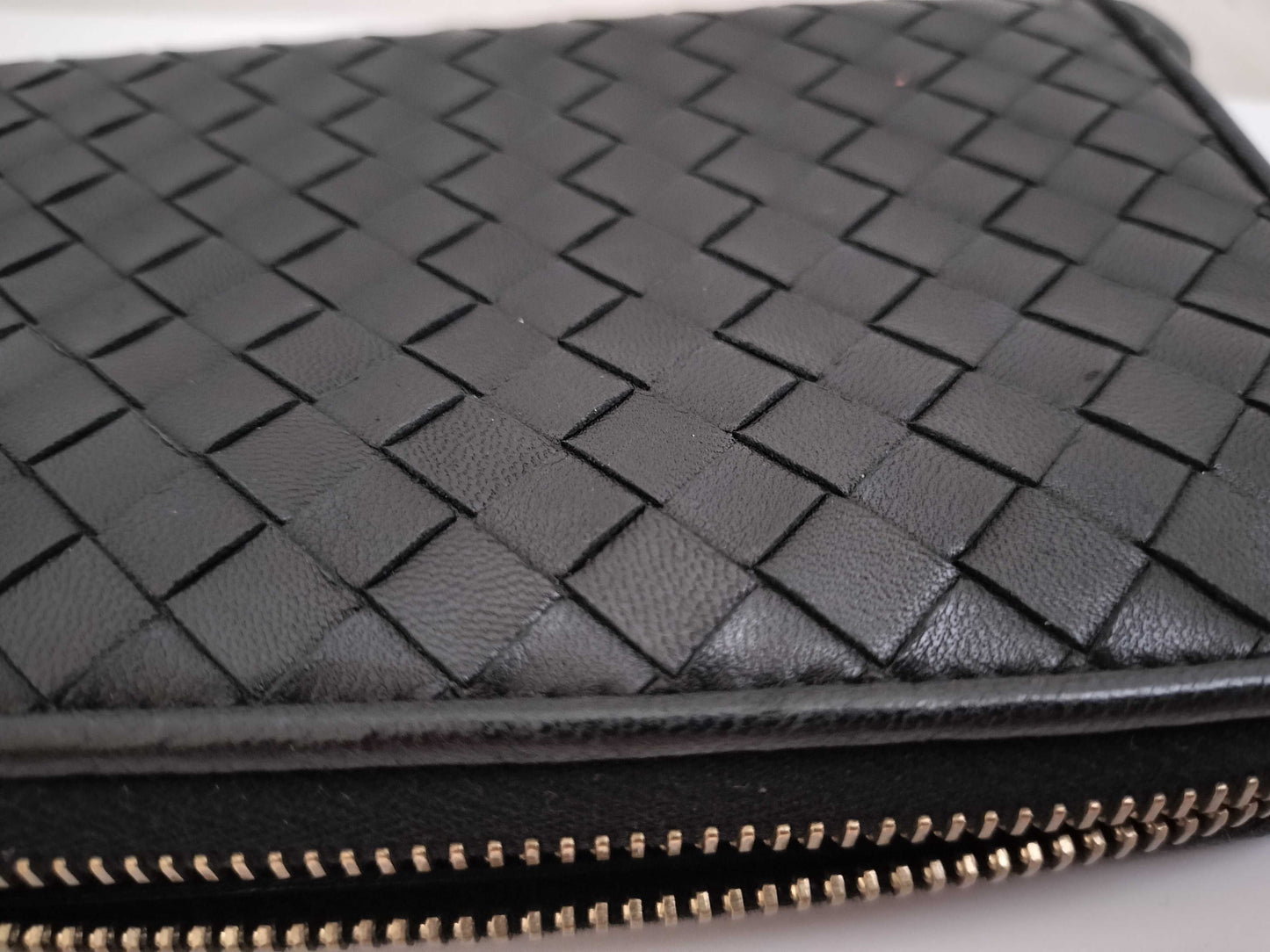 BOTTEGA VENETA Intrecciato Leather Long Wallet with Zip-Around Design, Black, 114076 V0013 1000