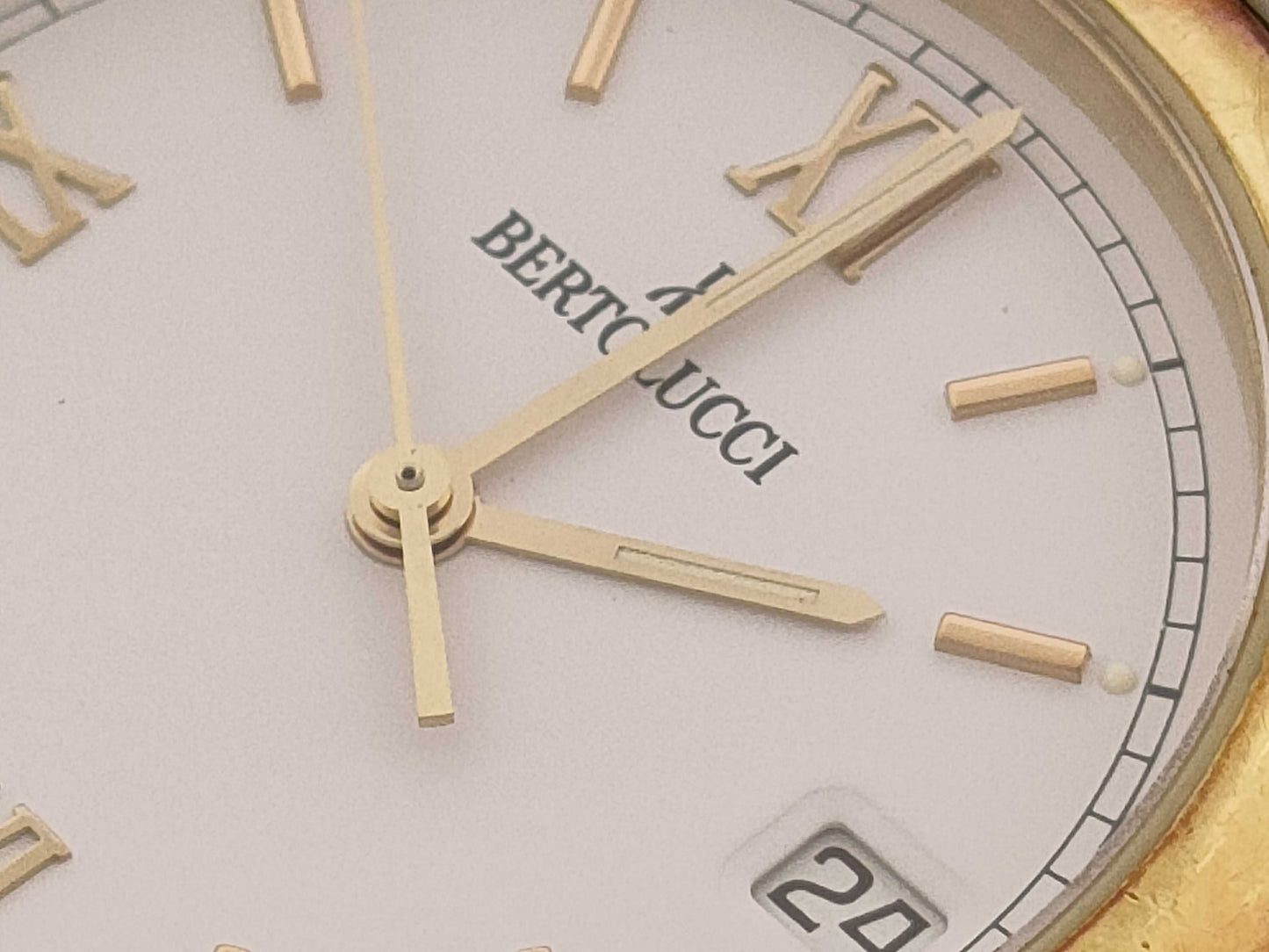 Bertolucci Model Number 113.8050.49 Serial Number 51513 GP/SS/Leather/QZ White Dial Non-Working/No Operational Guarantee Men's Watch
