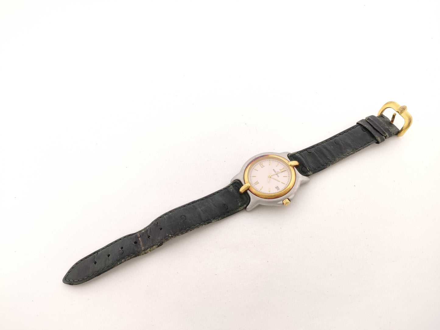 Bertolucci Model Number 113.8050.49 Serial Number 51513 GP/SS/Leather/QZ White Dial Non-Working/No Operational Guarantee Men's Watch