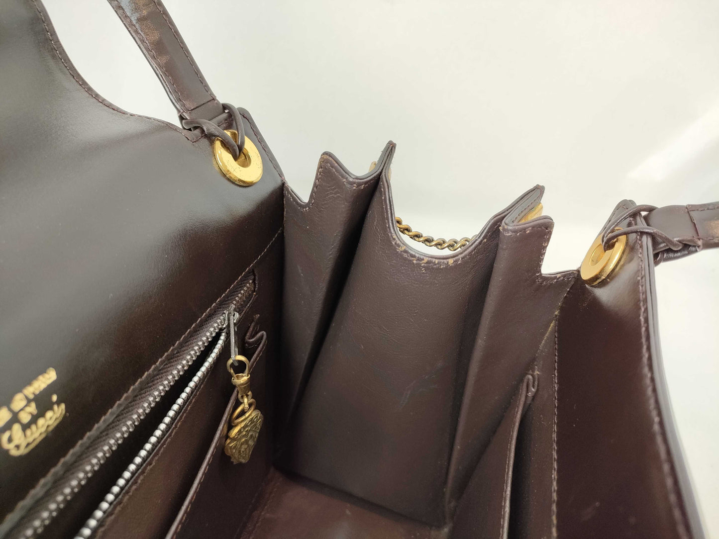 GUCCI Old Gucci Leather Handbag Brown