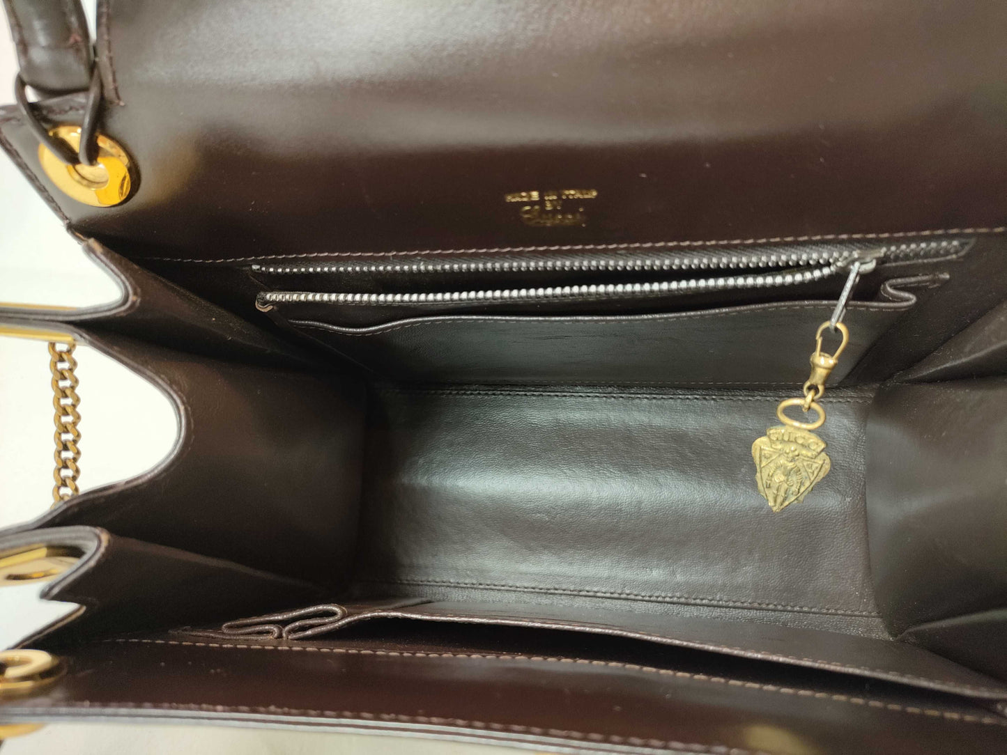 GUCCI Old Gucci Leather Handbag Brown