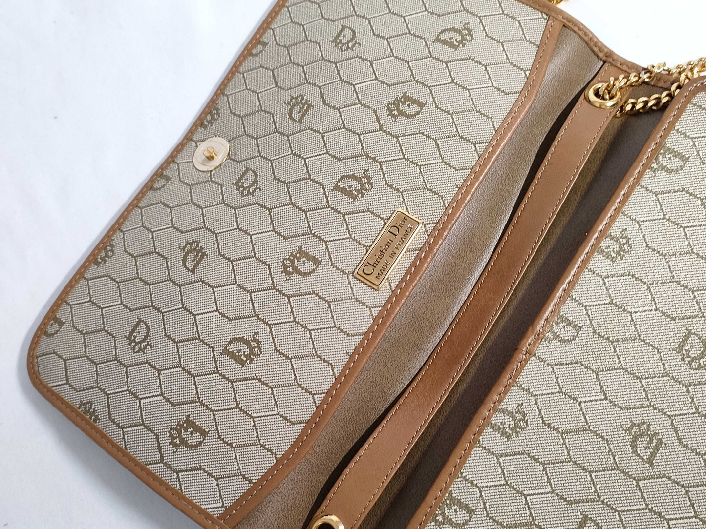 Dior Christian Dior Honeycomb PVC Shoulder Bag Mocha