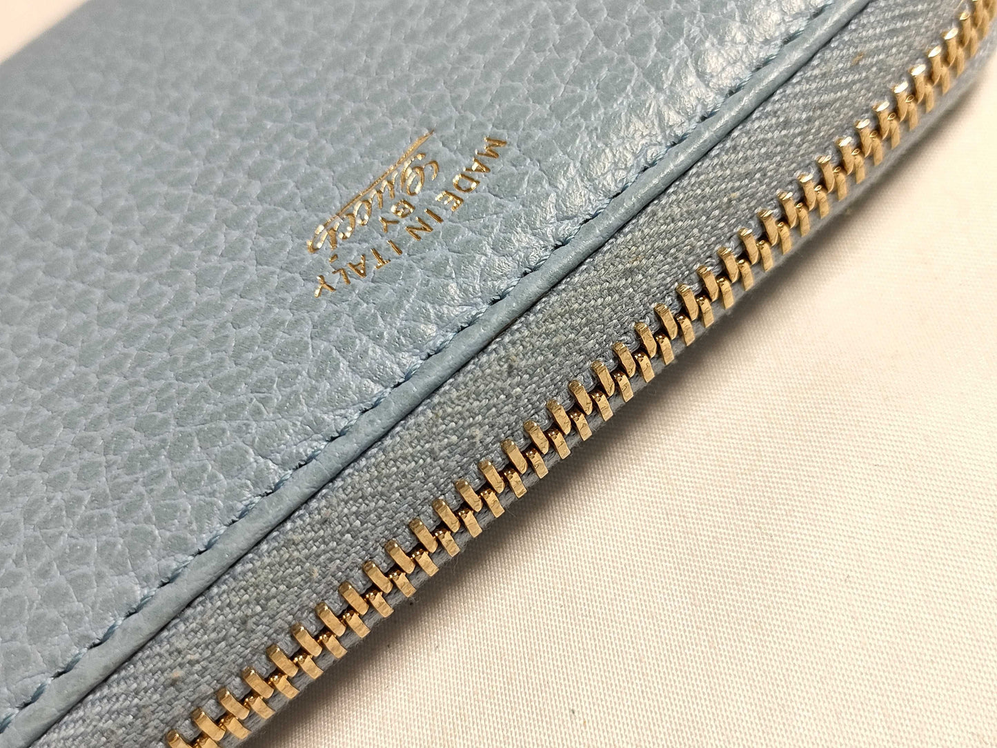 GUCCI Leather Card Case 368877/203887 Light Blue Card Case/Pass Case/Business Card Holder