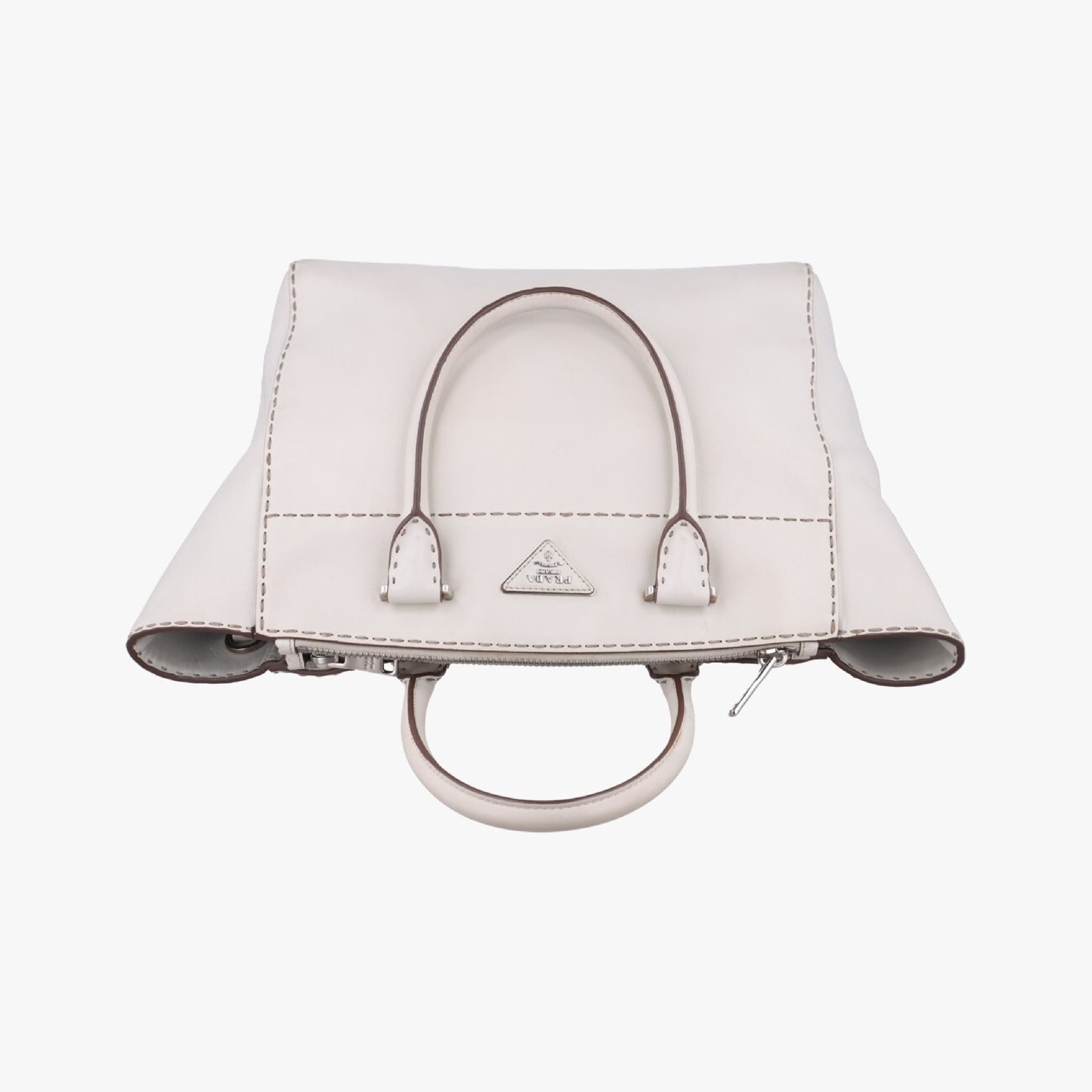 PRADA City Twin Pocket Satchel White Leather BN2857208 31/Z Handbag