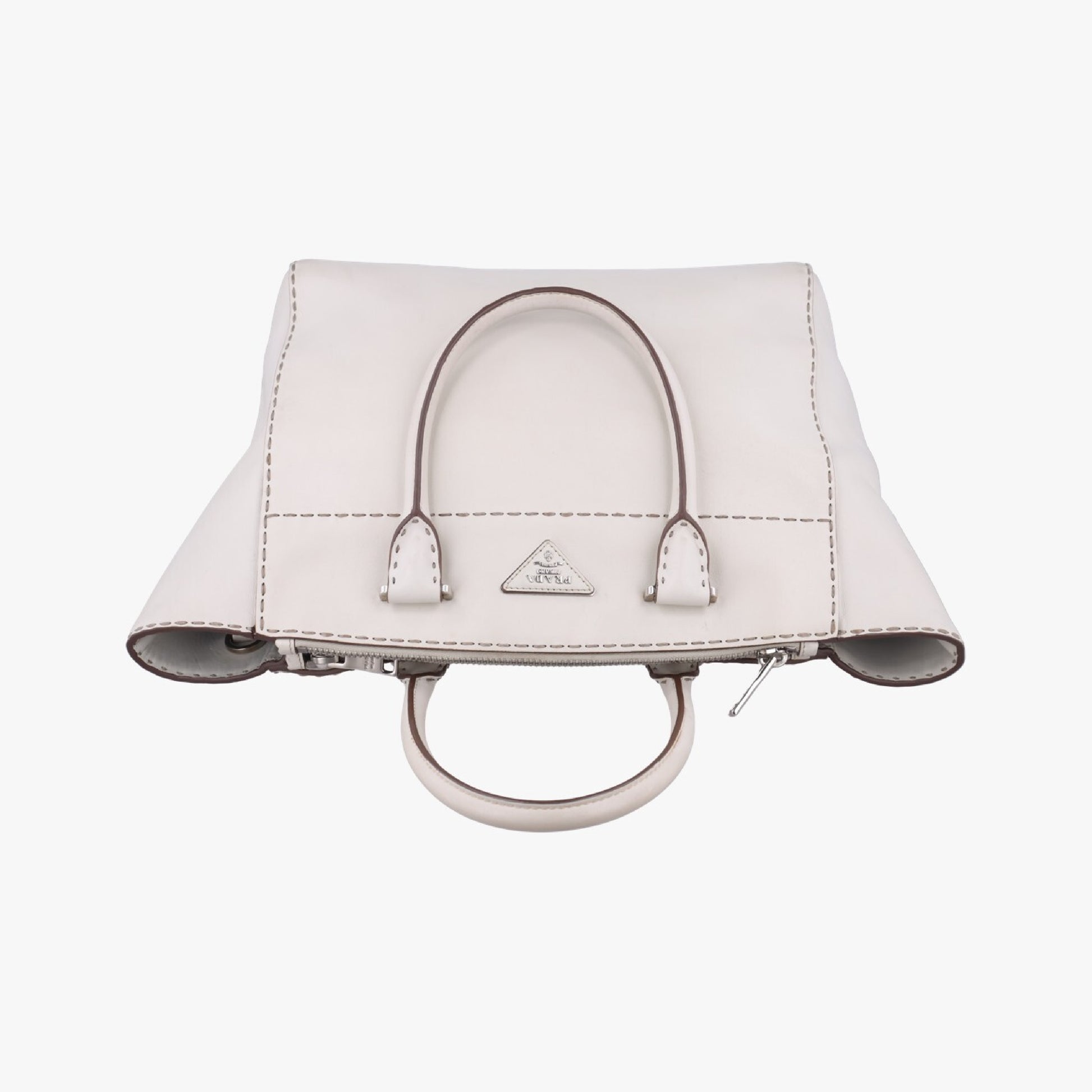PRADA City Twin Pocket Satchel White Leather BN2857208 31/Z Handbag