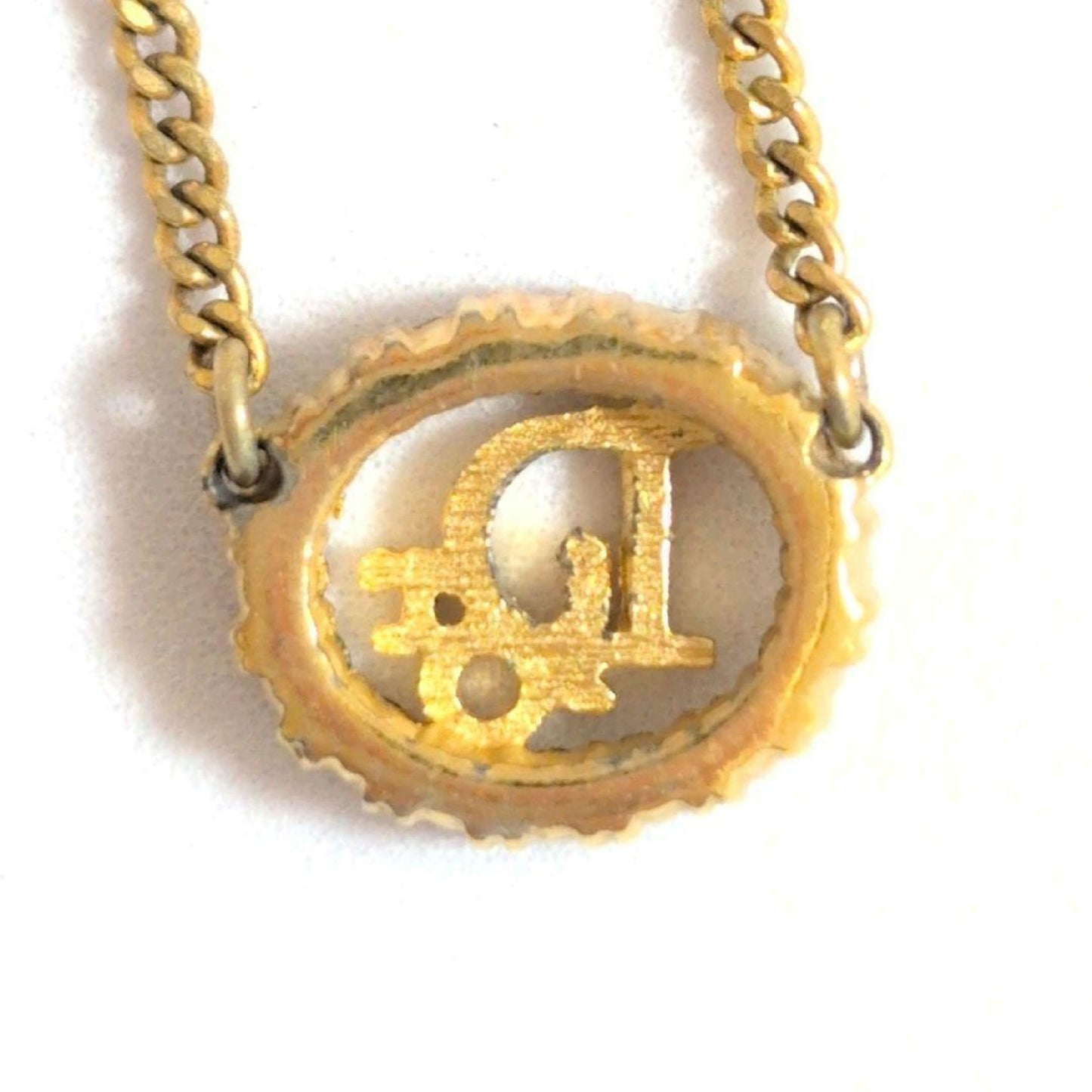 Dior CD logo stone gold vintage necklace