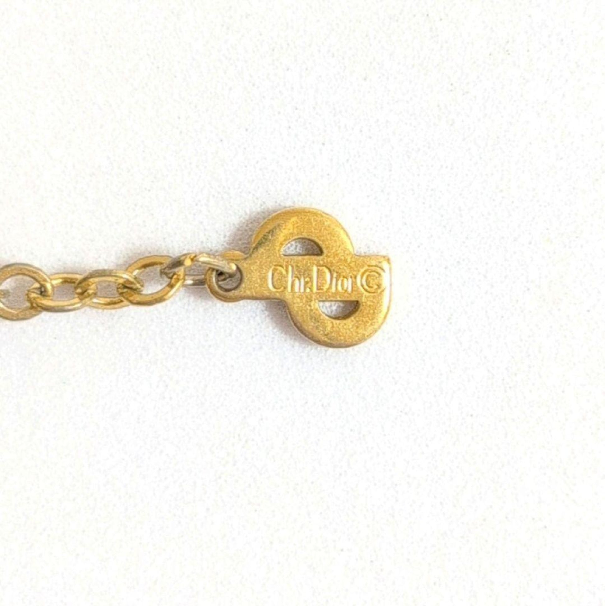Dior CD logo stone gold vintage necklace