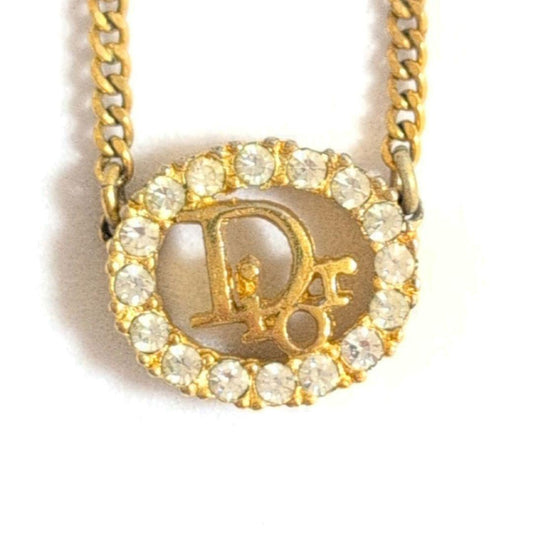Dior CD logo stone gold vintage necklace