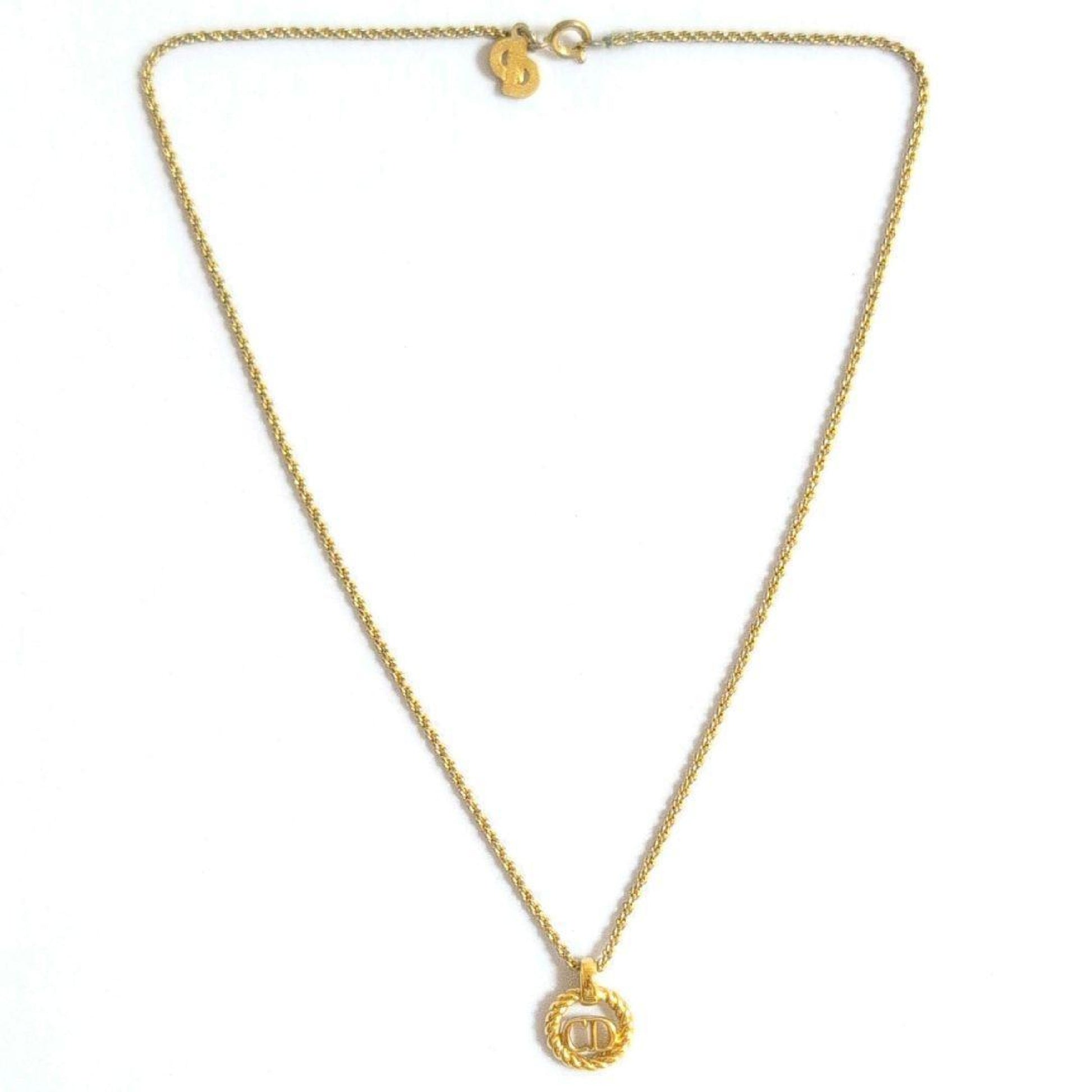 Dior CD Logo Circle Gold Vintage Necklace
