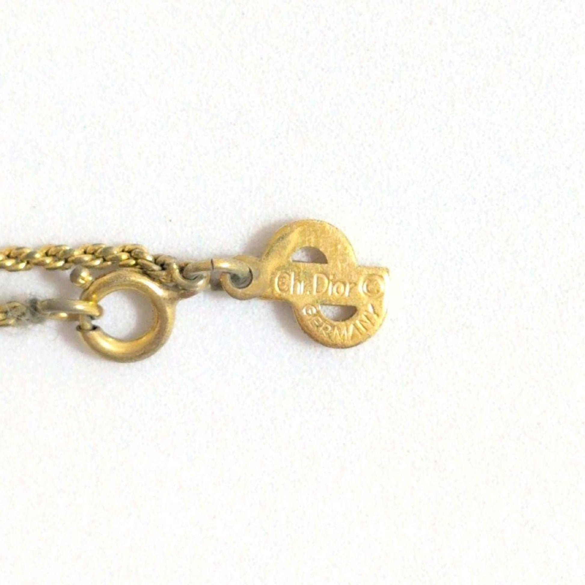 Dior CD Logo Circle Gold Vintage Necklace