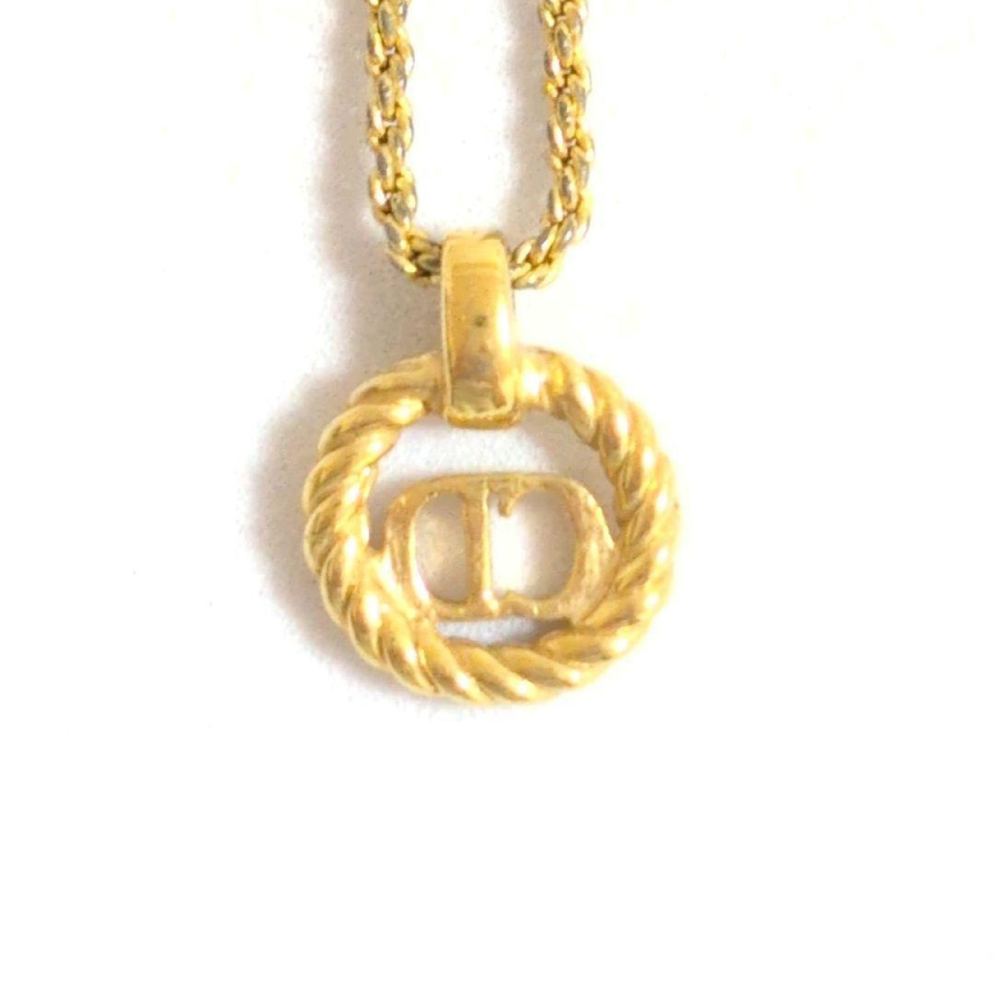 Dior CD Logo Circle Gold Vintage Necklace