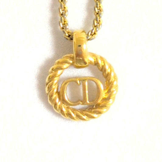 Dior CD Logo Circle Gold Vintage Necklace