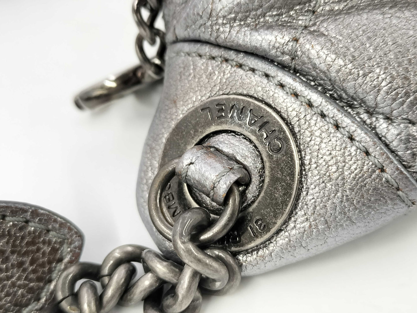 CHANEL Metallic Silver Waist Pouch, 19th Series, A94102