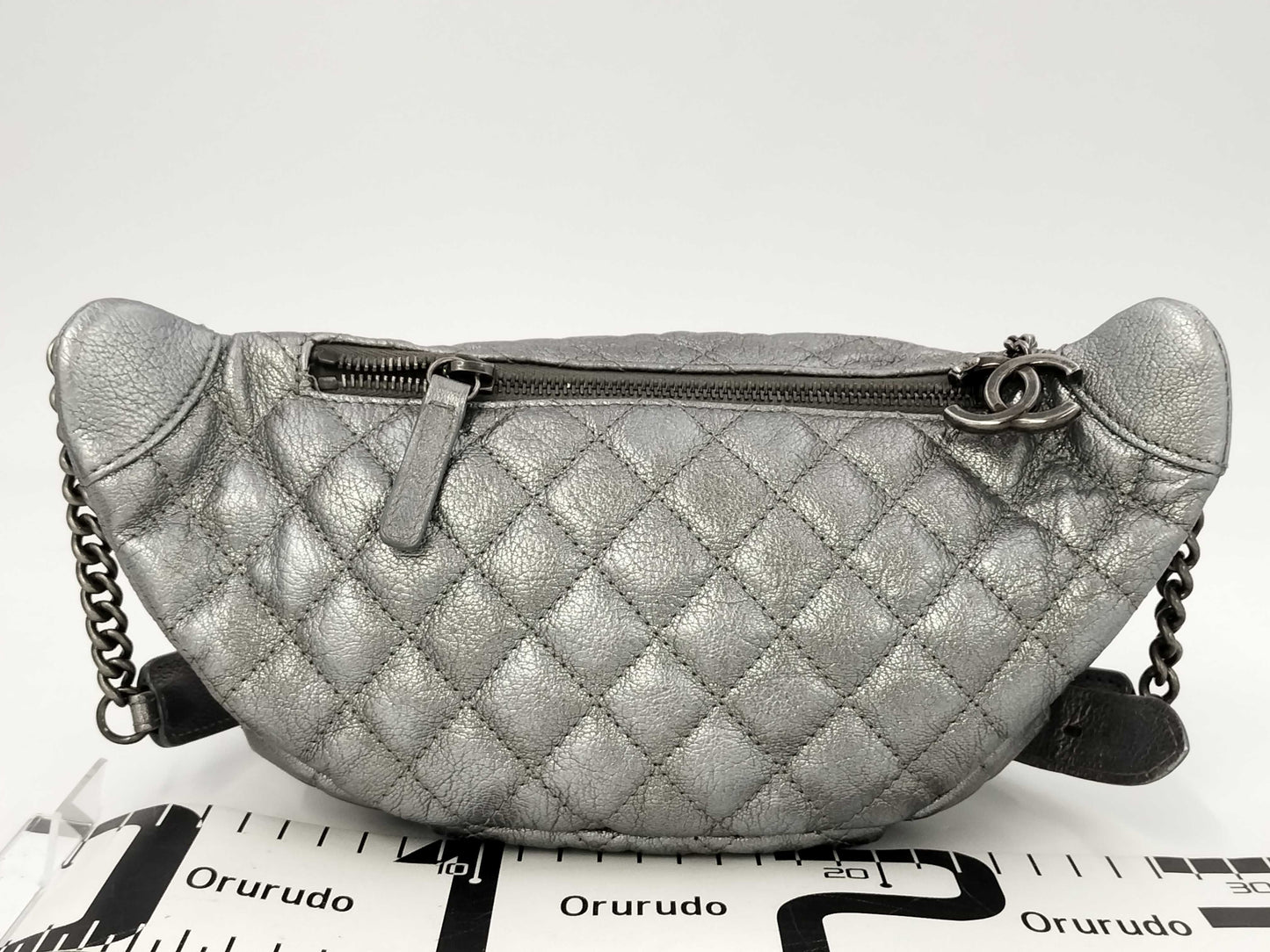 CHANEL Metallic Silver Waist Pouch, 19th Series, A94102