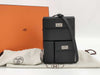 HERMES Kelly Multi-Pocket To-Go Shoulder Bag in Epsom Noir with Silver Hardware and Silver-Tone W Stamp