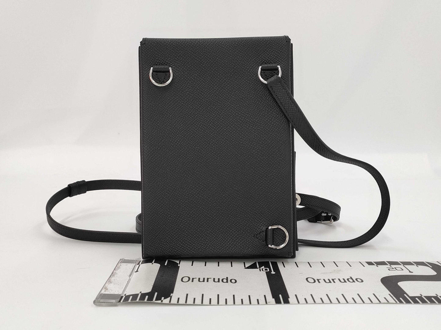 HERMES Kelly Multi-Pocket To-Go Shoulder Bag in Epsom Noir with Silver Hardware and Silver-Tone W Stamp