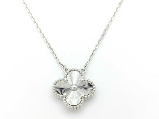 Vintage Alhambra Guilloche Necklace in WG AU750, 6.8g