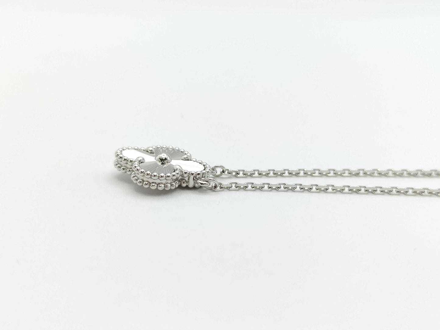 Vintage Alhambra Guilloche Necklace in WG AU750, 6.8g