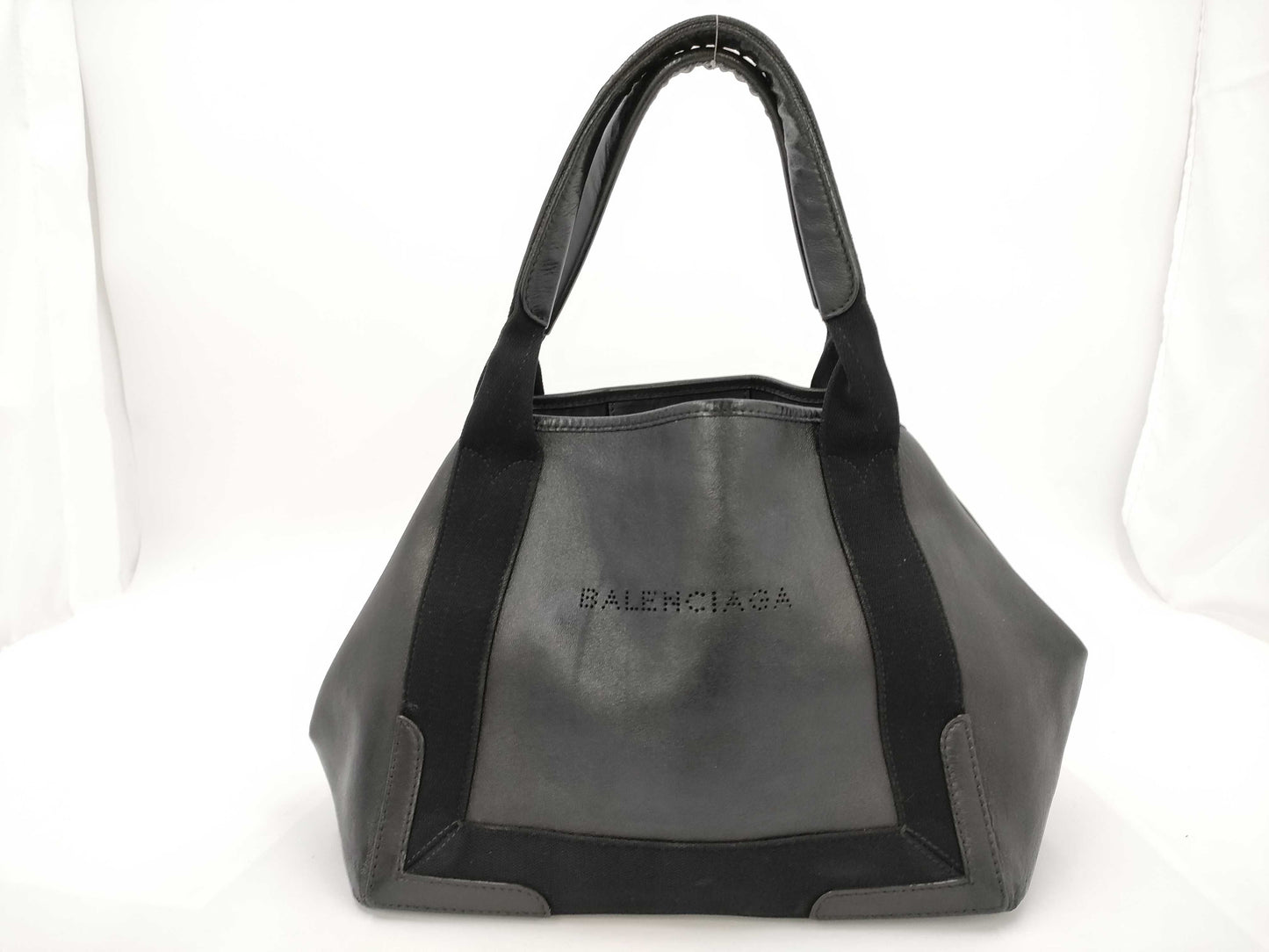 BALENCIAGA Navy Cabas Leather Handbag