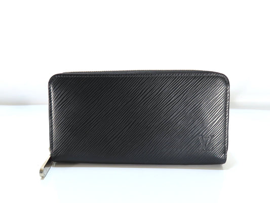 LOUIS VUITTON Epi Zippy Wallet Noir Hot Pink