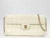 CHANEL Chocobar East West Lambskin Chain Shoulder Bag, White, No. 7