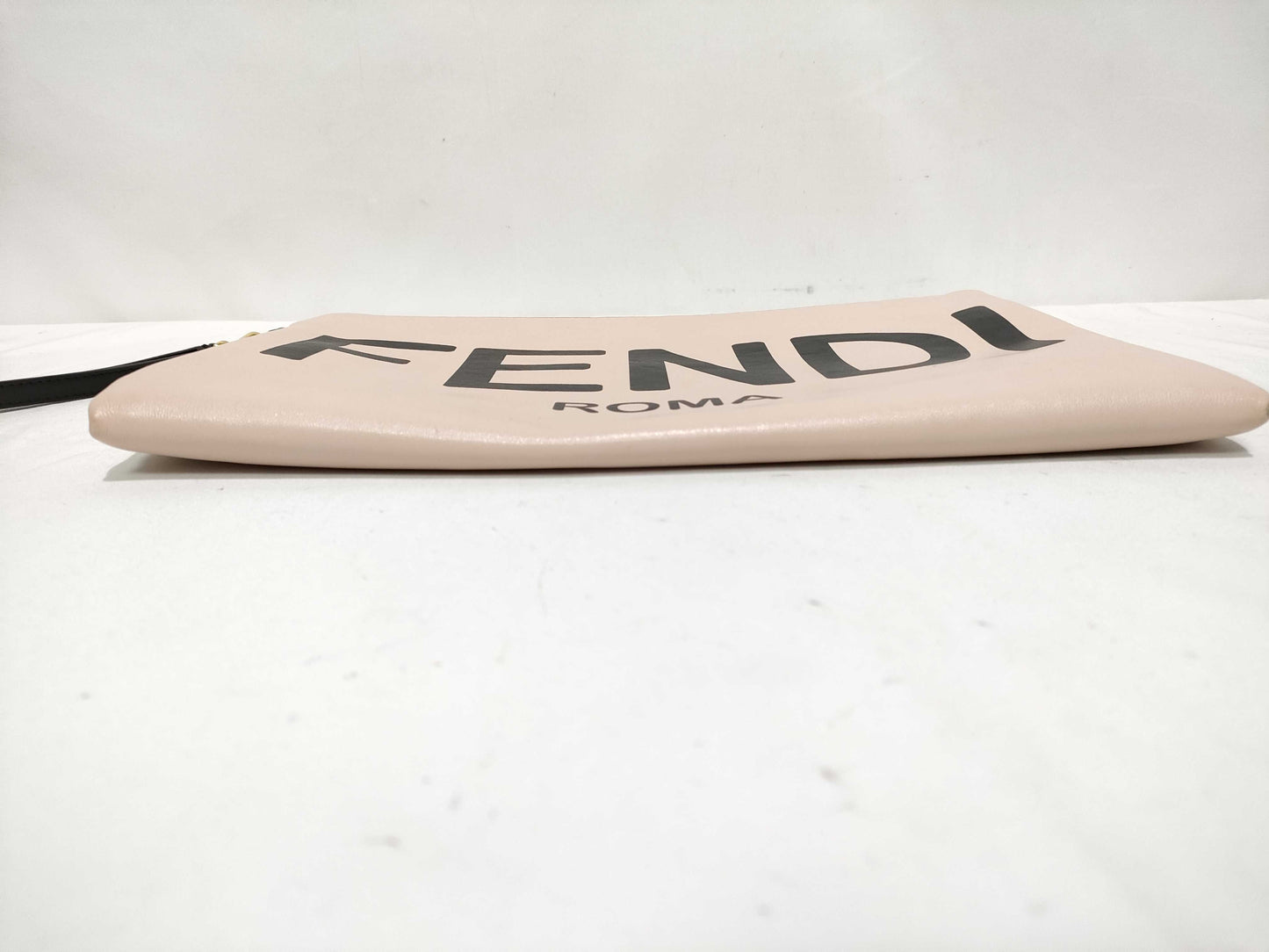FENDI Clutch Bag Pink Beige Leather Clutch Bag