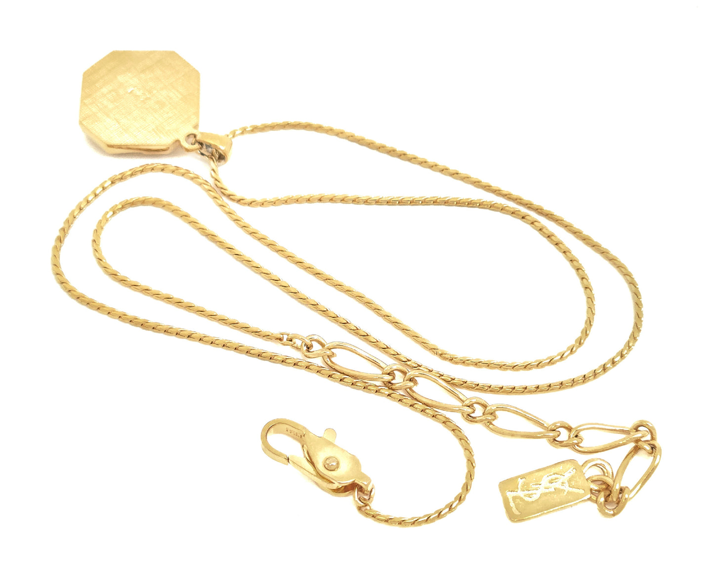 Yves Saint Laurent Yves Saint Laurent Gold & Black Logo Pendant Necklace 7.4g Necklace