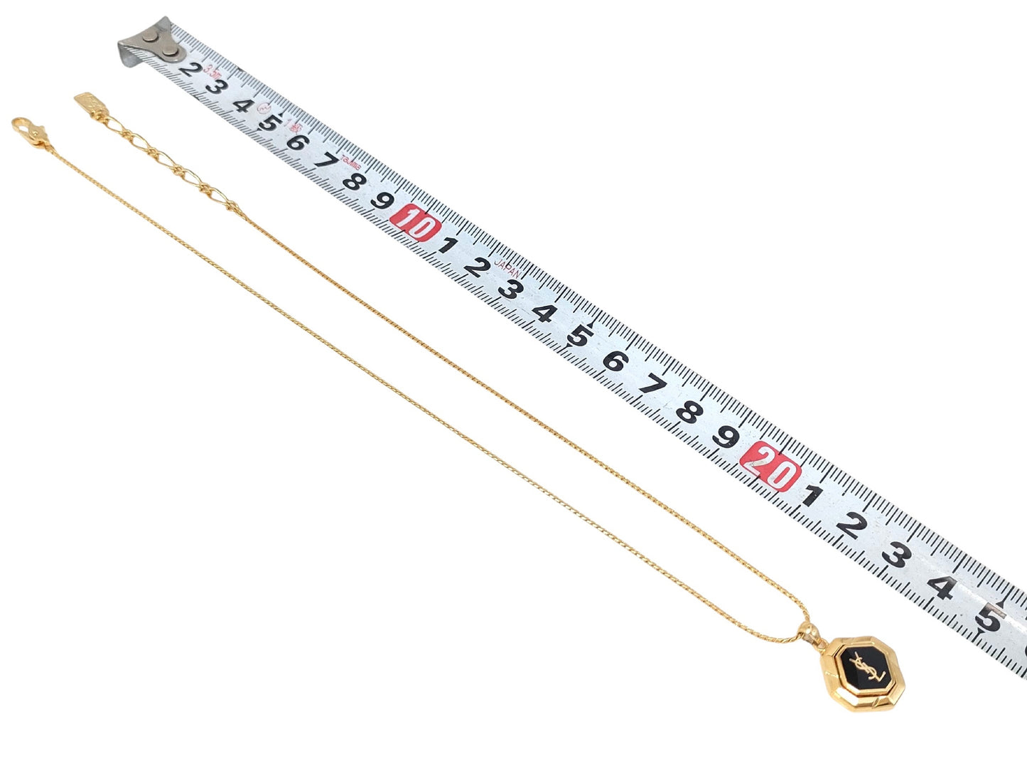 Yves Saint Laurent Yves Saint Laurent Gold & Black Logo Pendant Necklace 7.4g Necklace